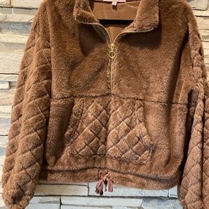 Crave Fame I/4 zip fuzzy sweater